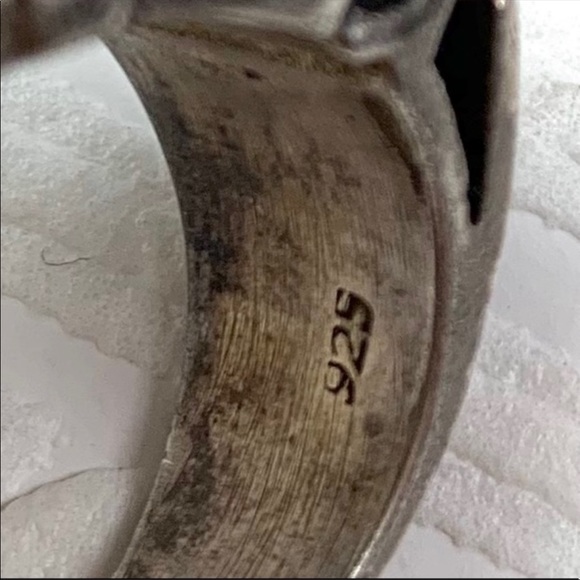 Vintage Sterling Garnet Marcasite Bow Ring SZ 7.5 - Picture 4 of 5